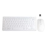 Wireless Mini Keyboard Ultra Thin Mouse Combo Set for Desktops Laptops - White