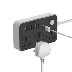 Multiport Charger With Power Socket - 6 USB + 3 Power Socket