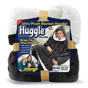 Oversized Plush Blanket Hoodies One Size Fits All Black