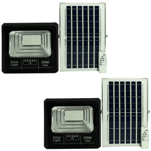 200W JT Clear LED Solar Flood Light Pack of 2