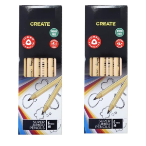 Jumbo Wood Free HB Pencils 2 Packs of 6