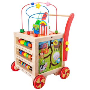 Kids Wooden Educational Activity Walker Stroller Toy