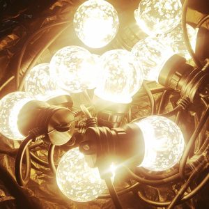 FA-604-1H Warm Whte10 Garden Bubble String Light With Hooks And Extension Port 220V 5M
