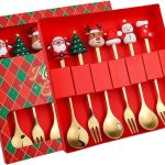Gold Christmas Spoons and Forks Set Pack of 6