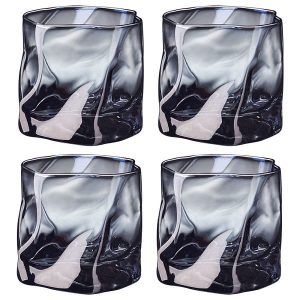 Twisted Whiskey Glasses 280ml Pack of 4 Charcoal Black
