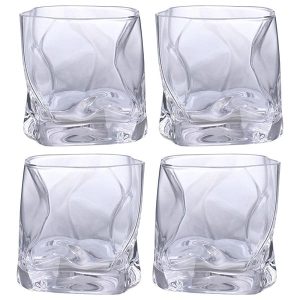 Twisted Whiskey Glasses 280ml Pack of 4 Clear