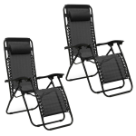 2 Outdoor Sun Lounger Folding Reclining Patio Chairs