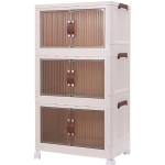 Multifunctional 3-Layer Stackable Storage Cabinet Organizer With Wheels