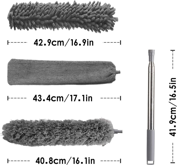 4-Piece Microfiber Duster Cleaning Kit Washable Extendable Bendable Duster