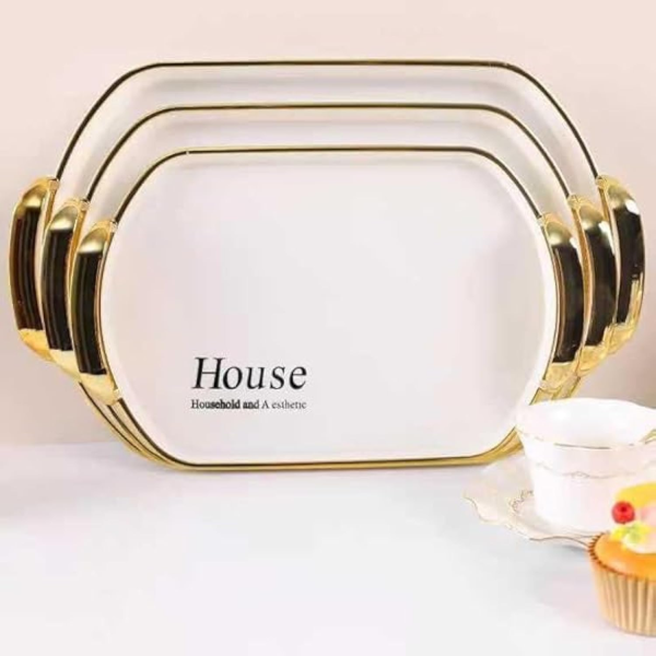 Melamine Serving Tray Set 3 Pieces Oval