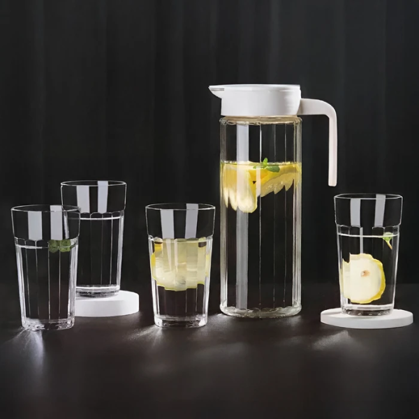 Pitcher Set with 4 Strong, Functional and Durable Glasses