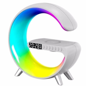 Multi-function G-shape Atmosphere Light Bluetooth Speaker Wireless Charger - White